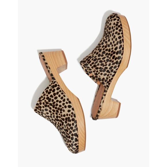 Madewell The Ruby Clog in Dotted Calf Hair Driftwood Grey Multi Women's Size 7 - Picture 2 of 12